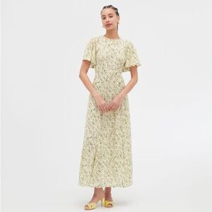NWT Small Hill House Home The Dominque Dress in Basketweave Vine, Yellow